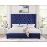 Melody Blue Velvet King Upholstered Bed from Homelegance - Luna Furniture