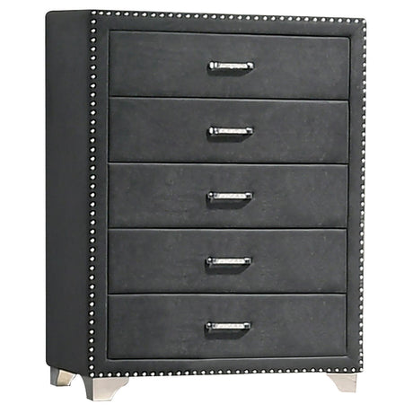 Melody Gray 5-Drawer Upholstered Chest from Coaster - Luna Furniture