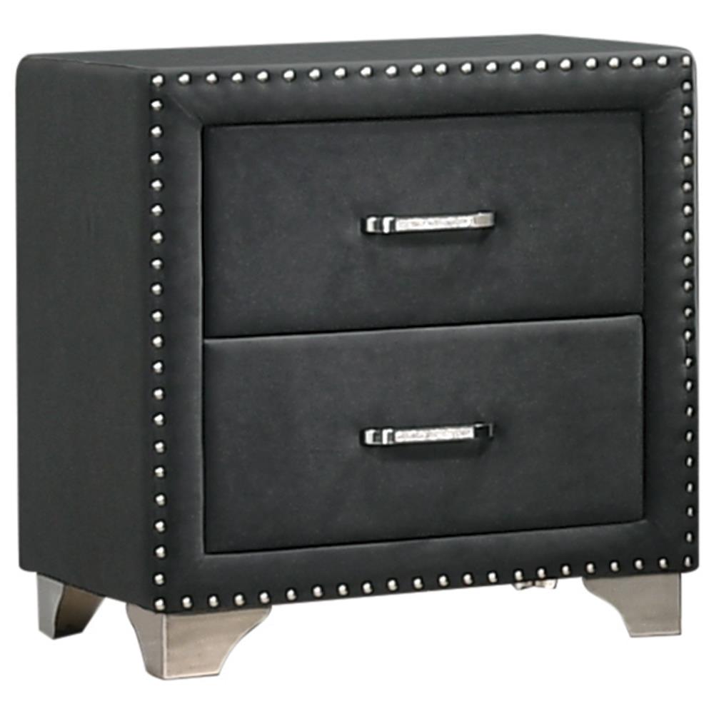 Melody Gray Upholstered 2-Drawer Nightstand from Coaster - Luna Furniture
