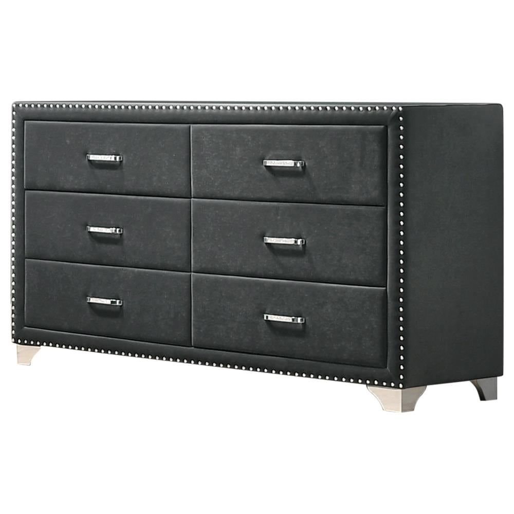 Melody 6-drawer Upholstered Dresser Grey - Luna Furniture Melody 6-drawer Upholstered Dresser Grey - Luna Furniture