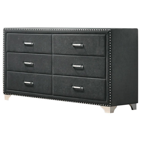 Melody Gray Upholstered 6-Drawer Dresser from Coaster - Luna Furniture