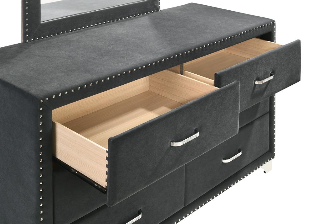 Melody 6-drawer Upholstered Dresser Grey - Luna Furniture Melody 6-drawer Upholstered Dresser Grey - Luna Furniture