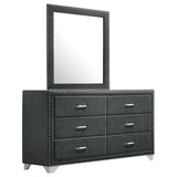 Melody Gray Upholstered 6-Drawer Dresser with Mirror from Coaster - Luna Furniture
