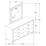 Melody Pacific Blue Upholstered 6-Drawer Dresser with Mirror from Coaster - Luna Furniture