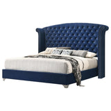 Melody Pacific Blue Upholstered Wingback Eastern King Bed from Coaster - Luna Furniture