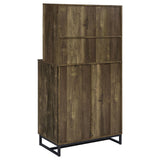 Mendoza Rustic Oak Herringbone and Gunmetal 2-Door Wine Cabinet from Coaster - Luna Furniture