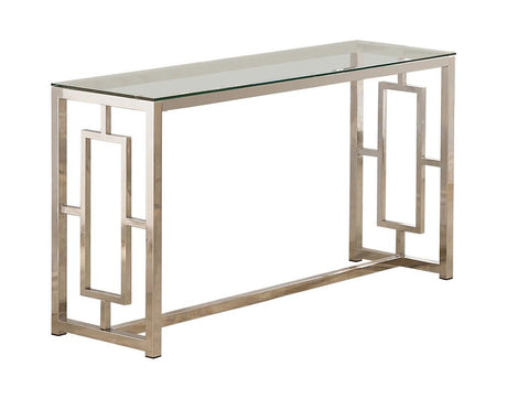 Merced Nickel Rectangle Glass Top Sofa Table from Coaster - Luna Furniture