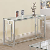 Merced Nickel Rectangle Glass Top Sofa Table from Coaster - Luna Furniture