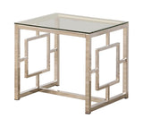 Merced Nickel Square Tempered Glass Top End Table from Coaster - Luna Furniture
