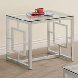 Merced Nickel Square Tempered Glass Top End Table from Coaster - Luna Furniture