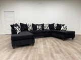 Merlin Black Double Chaise Sectional from Happy Homes - Luna Furniture