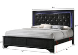 Micah Black King LED Upholstered Panel Bed from Crown Mark - Luna Furniture