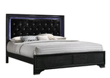 Micah Black King LED Upholstered Panel Bed from Crown Mark - Luna Furniture