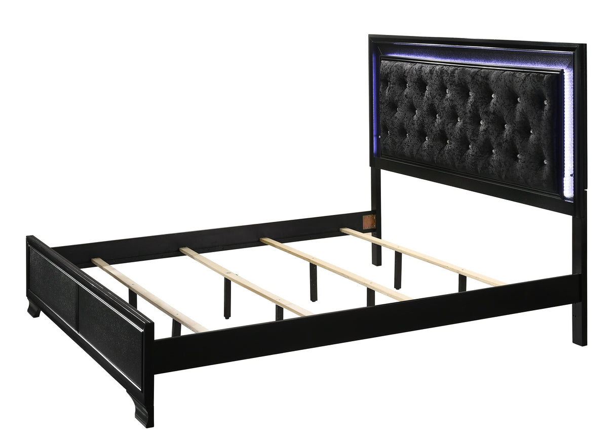 Micah Black LED Upholstered Panel Bedroom Set from Crown Mark - Luna Furniture
