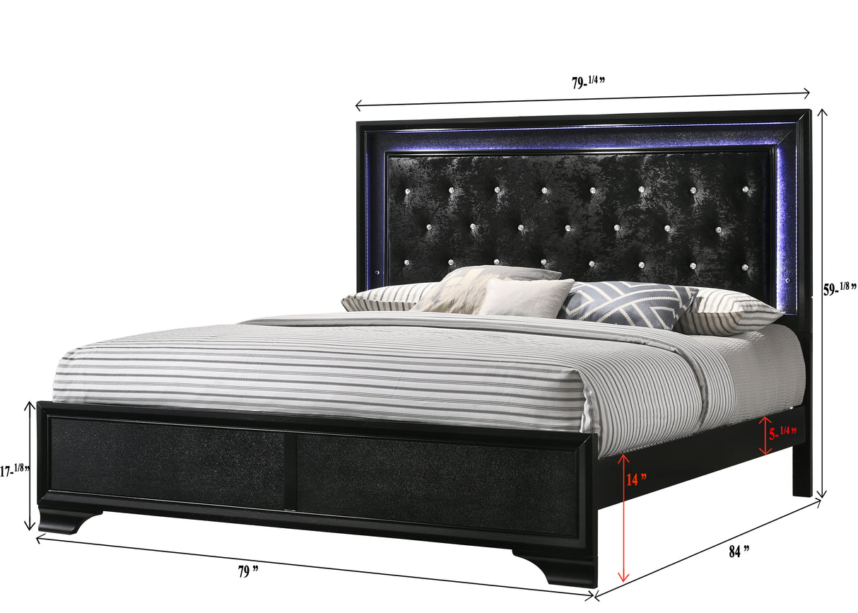 Micah Black LED Upholstered Panel Bedroom Set from Crown Mark - Luna Furniture