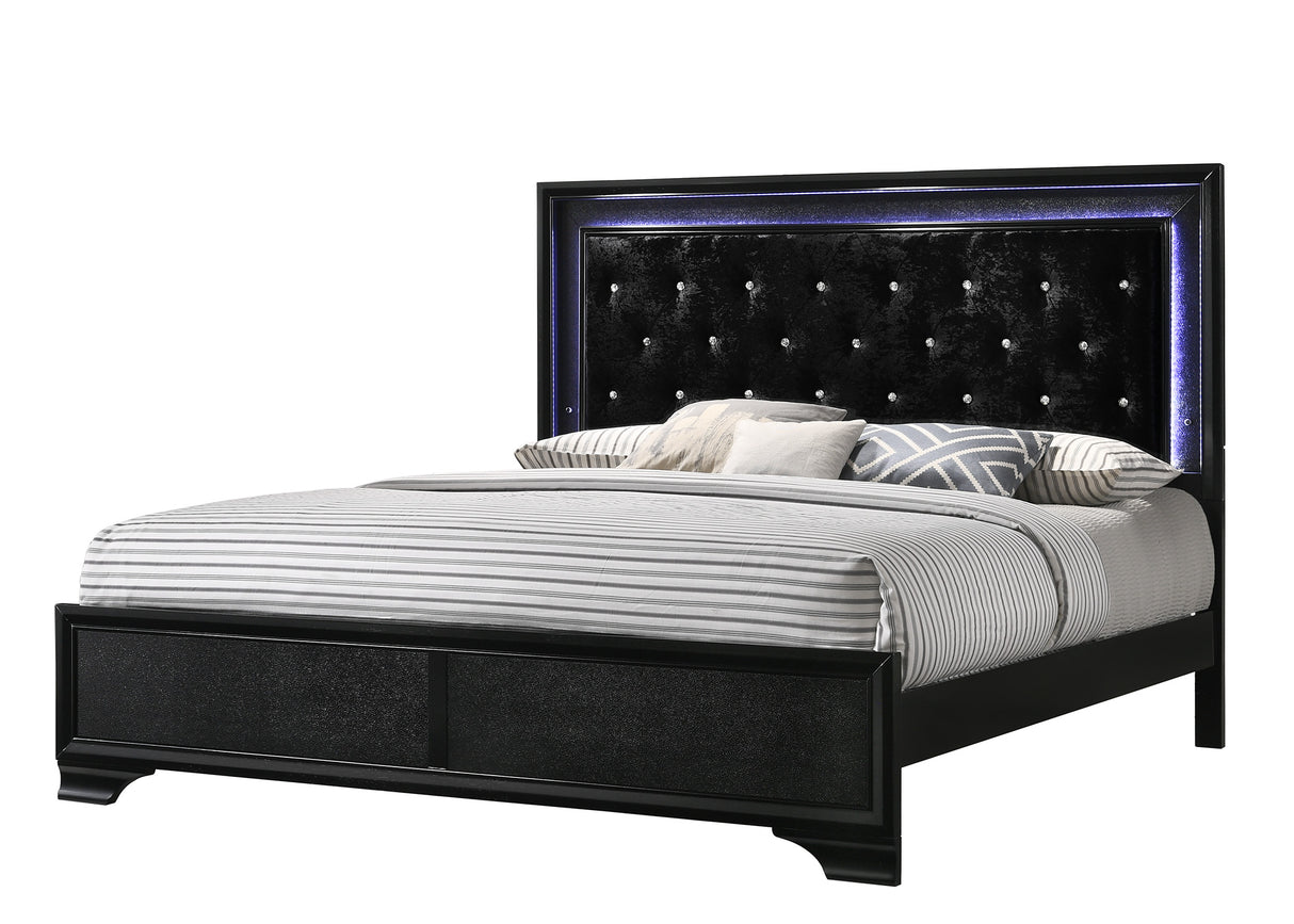 Micah Black LED Upholstered Panel Bedroom Set from Crown Mark - Luna Furniture