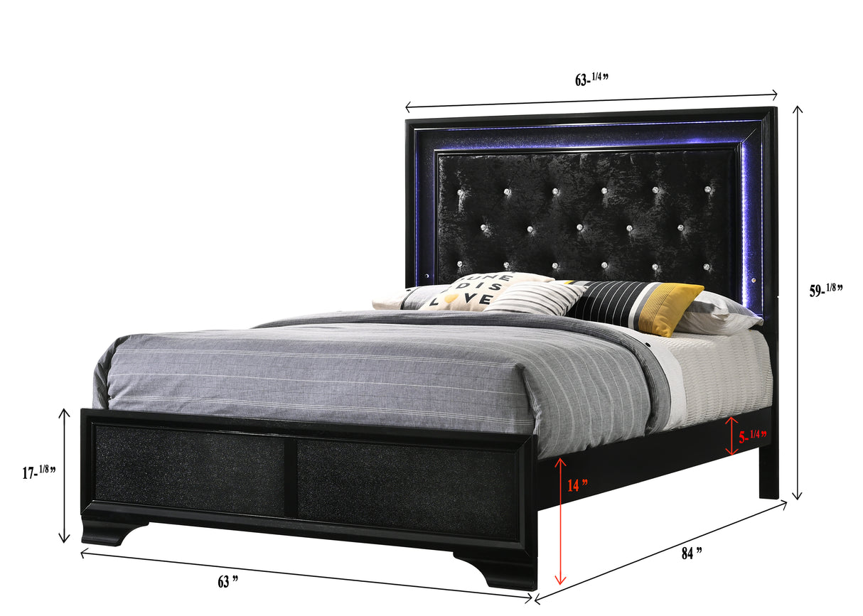 Micah Black LED Upholstered Panel Bedroom Set from Crown Mark - Luna Furniture