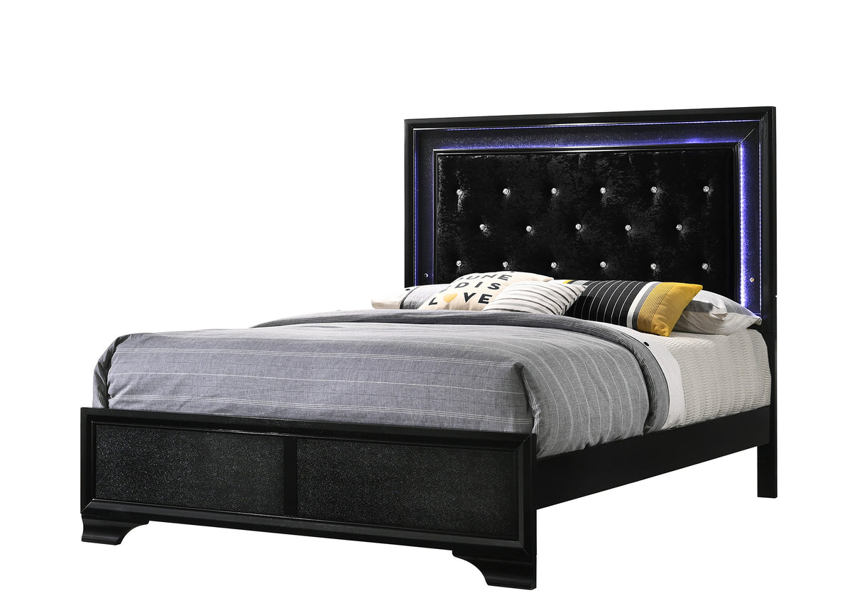 Micah Black LED Upholstered Panel Bedroom Set from Crown Mark - Luna Furniture
