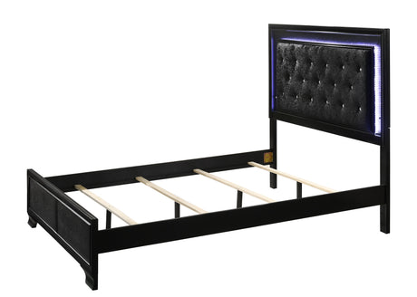 Micah Black Twin LED Upholstered Panel Bed from Crown Mark - Luna Furniture