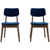 Mid-Century Modern Velvet Solid Back Side Chair (Set of 2) Teal Blue Velvet from Ashcroft Furniture - Luna Furniture