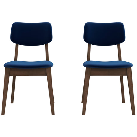 Mid-Century Modern Velvet Solid Back Side Chair (Set of 2) Teal Blue Velvet from Midinmod - Luna Furniture