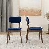 Mid-Century Modern Velvet Solid Back Side Chair (Set of 2) Teal Blue Velvet from Ashcroft Furniture - Luna Furniture