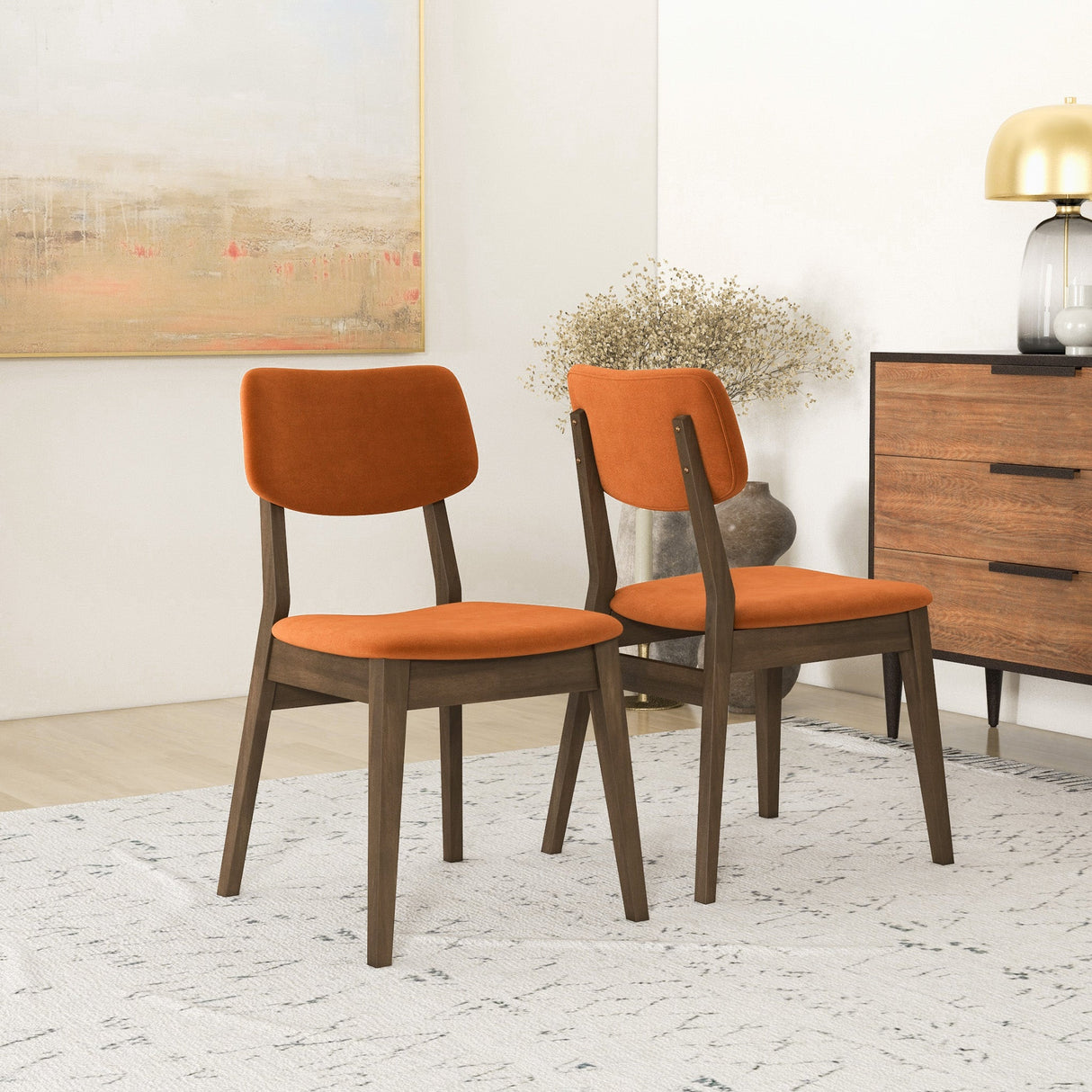 Mid-Century Modern Velvet Solid Back Side Chair (Set of 2) Teal Blue Velvet from Ashcroft Furniture - Luna Furniture