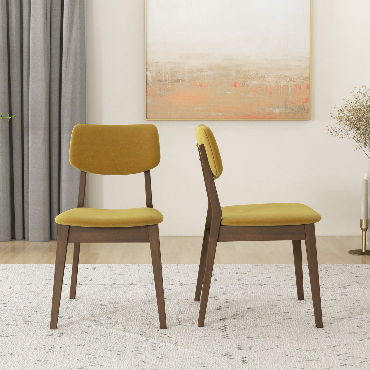 Mid-Century Modern Velvet Solid Back Side Chair (Set of 2) Teal Blue Velvet from Ashcroft Furniture - Luna Furniture