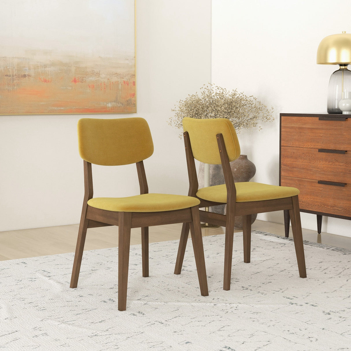 Mid-Century Modern Velvet Solid Back Side Chair (Set of 2) Teal Blue Velvet from Ashcroft Furniture - Luna Furniture
