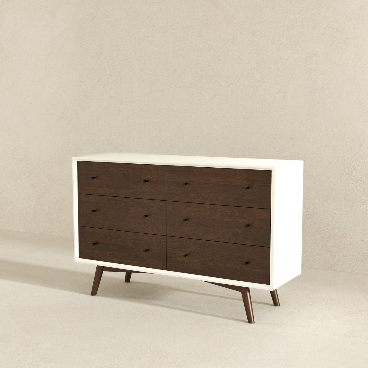 Mid Century Modern White Dresser 6 Drawer from Midinmod - Luna Furniture