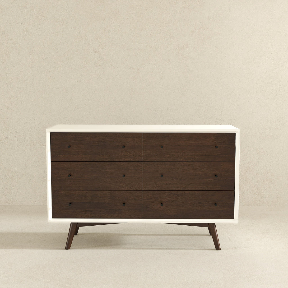 Mid Century Modern White Dresser 6 Drawer from Midinmod - Luna Furniture