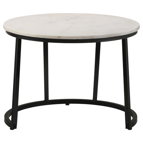 Miguel White and Black Marble Top Round Accent Table from Coaster - Luna Furniture