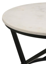 Miguel White and Black Marble Top Round Accent Table from Coaster - Luna Furniture