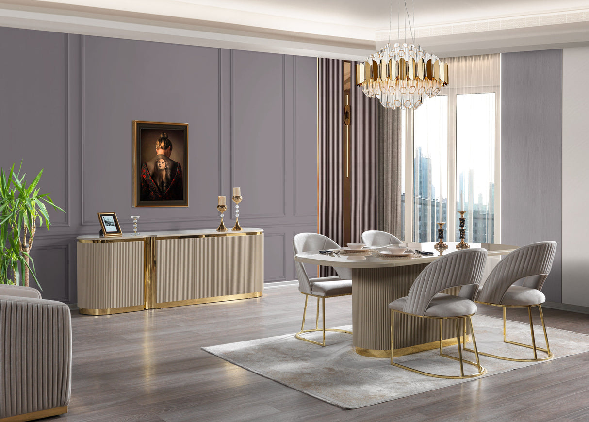 Milena Ivory 7-Piece Dining Set from Nova Furniture - Luna Furniture