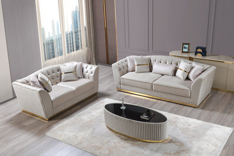 Milena Ivory Velvet Sofa & Loveseat from Nova Furniture - Luna Furniture