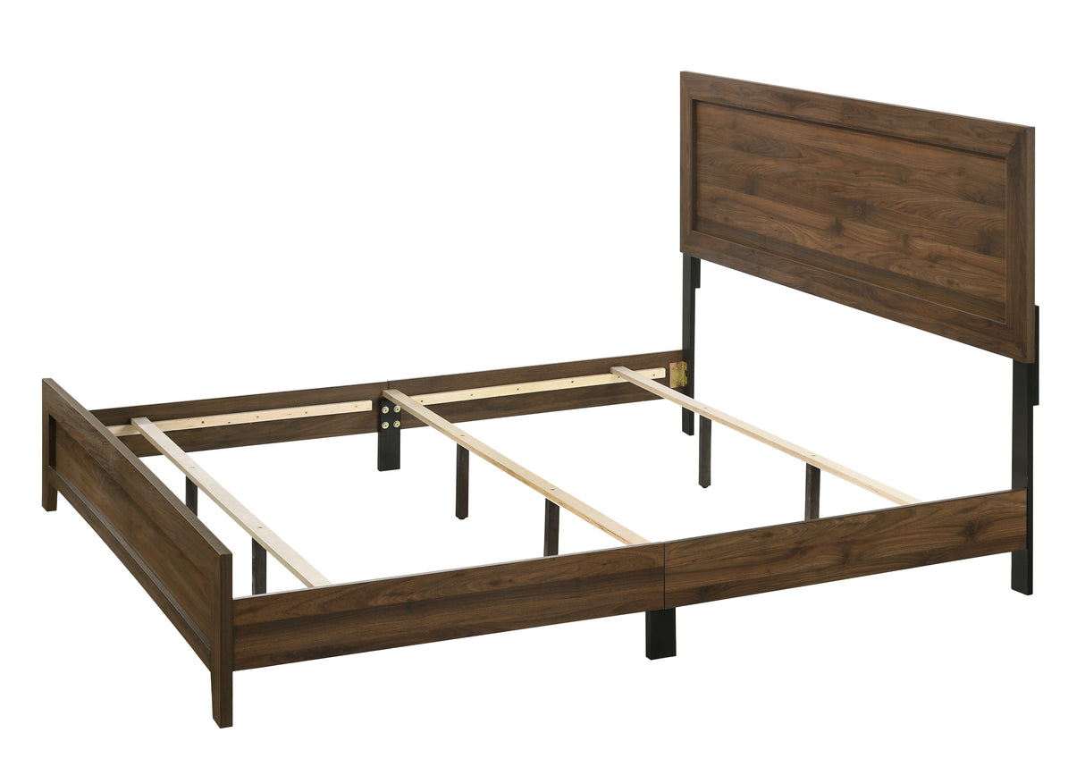 Millie Cherry Brown King Panel Bed from Crown Mark - Luna Furniture