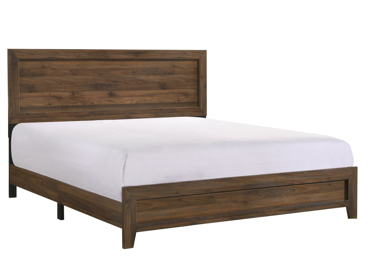 Millie Cherry Brown King Panel Bed from Crown Mark - Luna Furniture