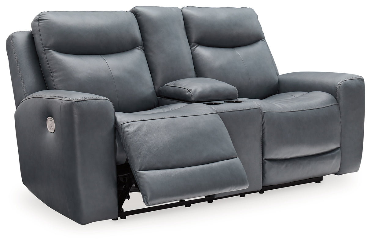 Mindanao Steel Power Reclining Loveseat with Console from Ashley - Luna Furniture