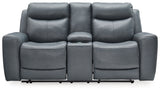 Mindanao Steel Power Reclining Loveseat with Console from Ashley - Luna Furniture