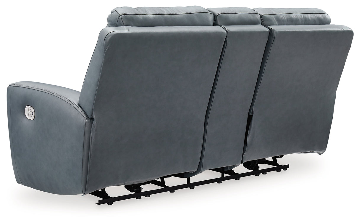 Mindanao Steel Power Reclining Loveseat with Console from Ashley - Luna Furniture