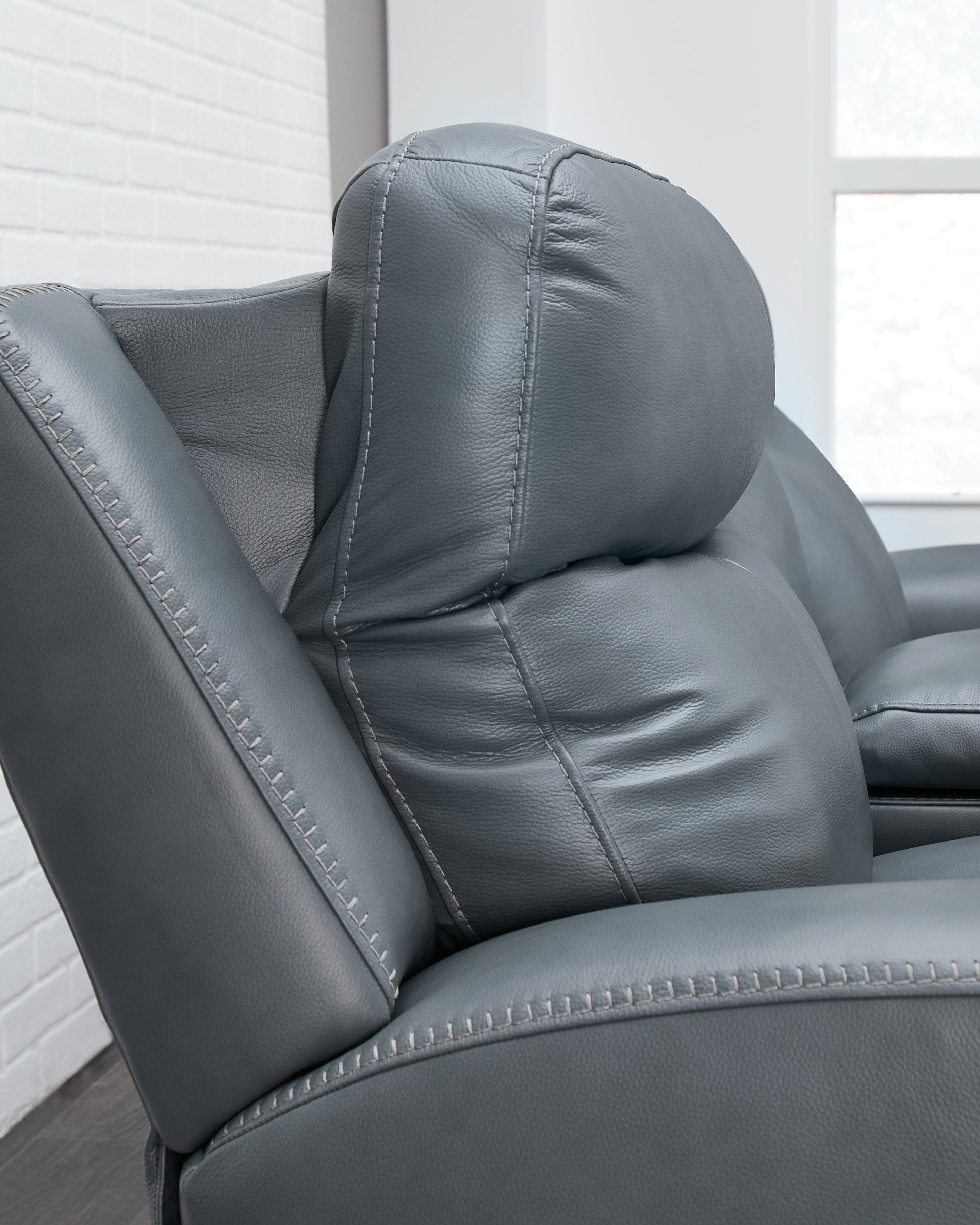 aluffy0302mature ha.リバビーニー ネイビー×グレー Mindanao Steel Power Reclining Loveseat with Console - Luna Furniture