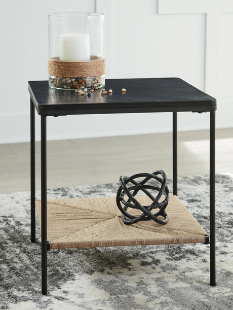 Minrich Black/Natural Accent Table from Ashley - Luna Furniture