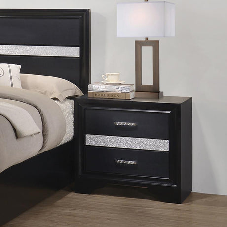 Miranda Black 2-Drawer Nightstand from Coaster - Luna Furniture