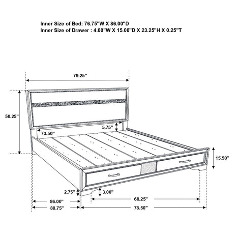Miranda Black 4-Piece California King Platform Storage Bedroom Set from Coaster - Luna Furniture