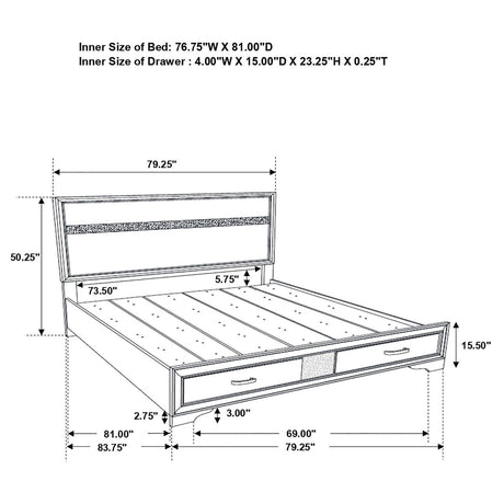 Miranda Black 4-Piece Eastern King Platform Storage Bedroom Set from Coaster - Luna Furniture