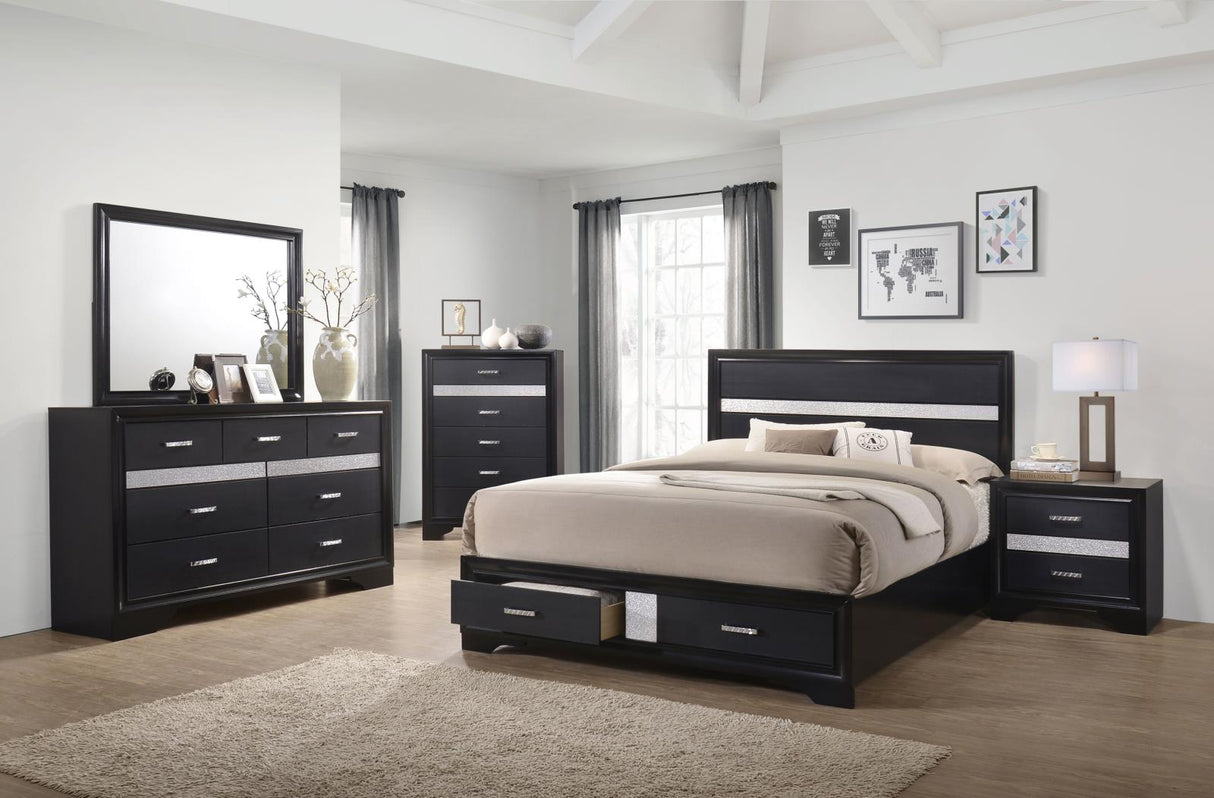 Miranda Black 4-Piece Queen Platform Storage Bedroom Set from Coaster - Luna Furniture