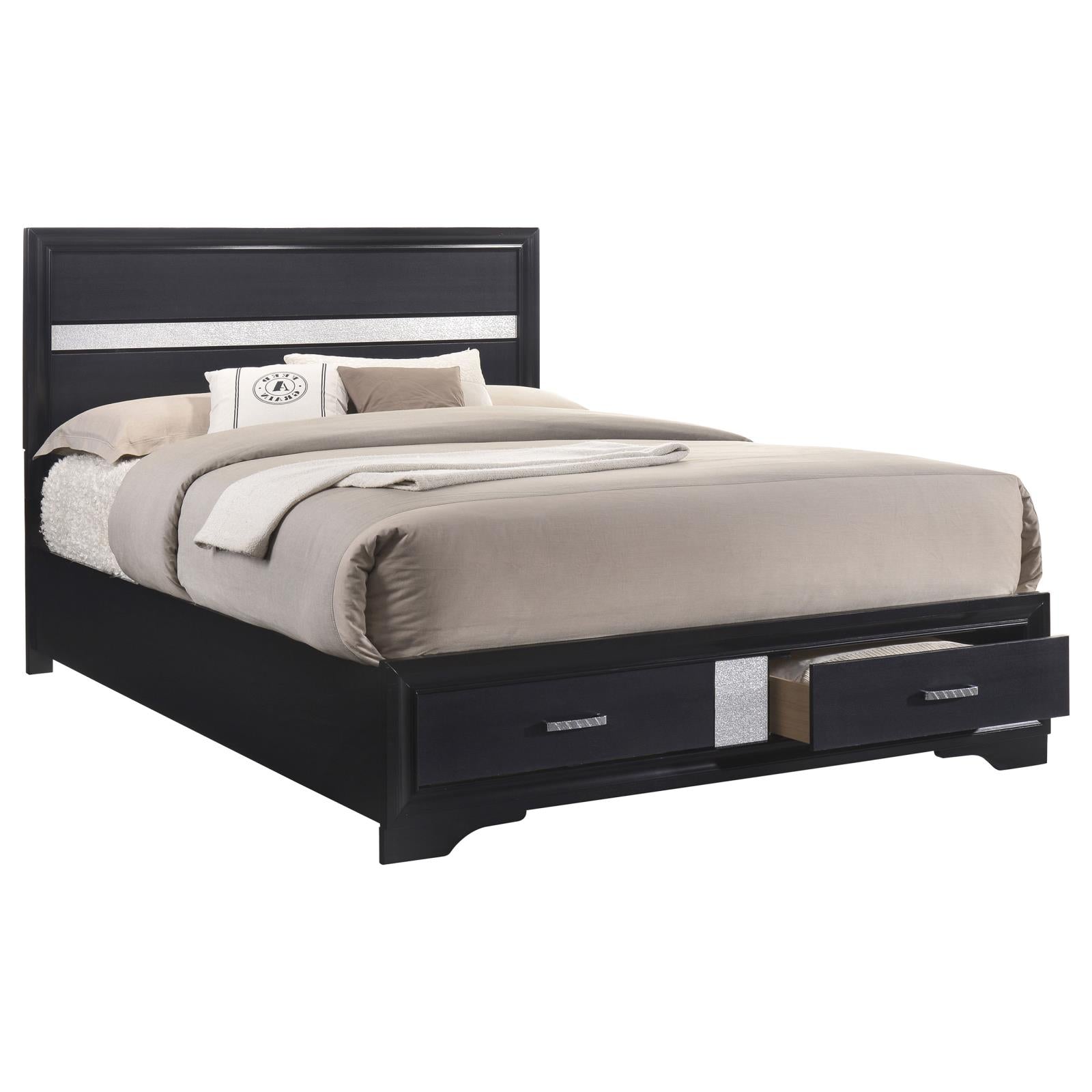 Miranda Black 5-Piece California King Platform Storage Bedroom Set from Coaster - Luna Furniture