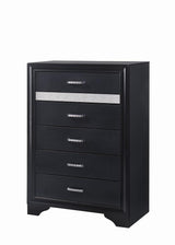 Miranda Black and Rhinestone 5-Drawer Chest from Coaster - Luna Furniture