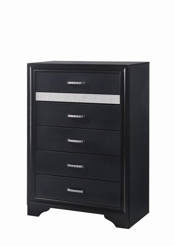Miranda Black and Rhinestone 5-Drawer Chest