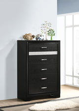 Miranda Black and Rhinestone 5-Drawer Chest from Coaster - Luna Furniture
